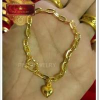 ราคา สร้อยข้อมือเด็กชุปทองแท้ 24K เคลือบแก้ว ลายห่วงโซ่ นน 1 สลึง ยาว 12 ซม (1373700365)