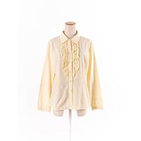ราคา nasakon เสื้อเชิ้ตแขนยาวพิมพ์ลายทางแต่งระบาย กระดุมหน้า ป้ายแบรนด์ระบุไซส์ S มีรอยเปื้อนจางๆตรงแขน Preloved (20662430723)