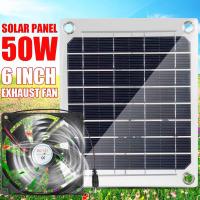 ราคา 50W Solar Exhaust Fan Air Extractor 6 Inch 12V Mini Ventilator Solar Panel Powered Fan for Dog Chicken House Greenhouse RV (11227426731)