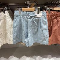 ราคา UNIQLO กางเกงขาสั้นผ้าฝ้ายผู้หญิงขาตรงเอวสูงกางเกงขาบานกว้างทรงหลวมฤดูร้อนใหม่ (19667079867)