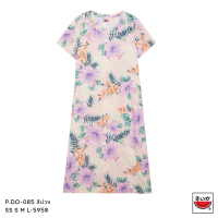 ราคา แตงโม SUIKA เสื้อแตงโม เดรสผ้ายืดคอกลม พิมพ์ลายดอกชบา P DO 085 (19079192504)