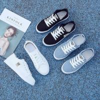 ราคา CODkuo0186 Womens White Sneakers Korean Style Vintage Casual Shoes Harajuku Ulzzang Street Fashion Sports Shoes Bahan Canvas (19710289871)
