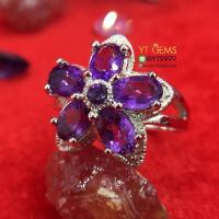 ราคา แหวนอเมทิสต์ แหวนเงินแท้ ชุบทองคำขาว พลอยอเมทิสต์แท้ YTG 8106 (17428948788)