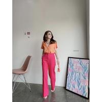 ราคา กางเกงผ้าลินินทรงBasicขากระบอกเก็บทรงสวยที่สุดขายดี100 S XL (19467531845)