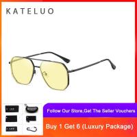 ราคา KATELUO แว่นตากันแดดสีเทาการมองเห็นได้ในเวลากลางคืนคลาสสิกแฟชั่นของผู้ชายธุรกิจโลหะไนลอน Photochromic แว่นตากันแดดกว้างหลายมุม CP2261 (17713334013)