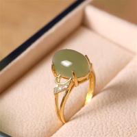 ราคา WGK เลียนแบบของ Hetian แหวนหยกหญิงชุบทองฝังหยกปรับสีขาวไพลินรูปไข่บะหมี่ที่มีคุณภาพของขวัญ (12569617657)