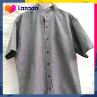 ราคา เสื้อเชิ้ตคอจีนแขนสั้น สีเทายีนส์ ผ้าอ๊อกฟอร์ด (19680703477)