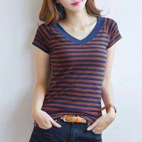 ราคา เสื้อยืดคอวีเข้ารูปแขนสั้นสไตล์เกาหลีสำหรับผู้หญิงเสื้อผ้าฤดูร้อนแฟชั่นเสื้อลำลองรัดรูปคอวีดีไซน์ใหม่ (20035015298)