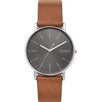 ราคา Skagen Mens Signatur Quartz Analog Stainless Steel and Leather Watch Color Brown Gray Model SKW6578 (16984072489)