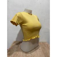 ราคา เสื้อครอปคอหยักแขนหยักชายหยักแขนสั้น เอวลอย ผ้าร่อง เสื้อครอปแขนสั้น แขนหยัก ชายหยัก ผ้าร่อง เสื้อสายฝอ ครอปชายหยัก (19316951956)