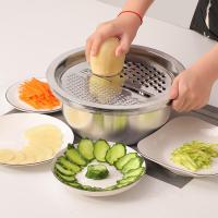 ราคา เครื่องสไลด์ผัก 3IN1 กะละมังล้างผักสแตนเลส เครื่องหั่นผักผลไม้ ที่สไลด์ผัก เครื่องหั่น ชุดสไลด์ผักผลไม้ ที่หั่นผักผลไม้ สไลด์ผัก Thaikea (16533295127)