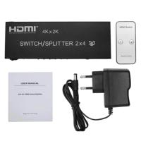 ราคา HDMI Matrix 4x2 4K 2K Switch 4 HDMI in 2 HDMI out HDMI Splitter with Audio OutRemote Control Support CEC Deep Color 30bit 36bit Support 1080P 3D CV0103 intl (171883505)