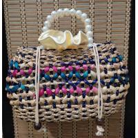 ราคา กระเป๋าสานผักตบชวา ลายดอกแก้ว ทรงมาลา หูมุก ใบใหญ่จุของได้เยอะ (16160847229)