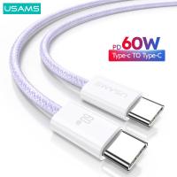 ราคา USAMS PD60W Type C เป็น Type C สายชาร์จเร็ว USB C สายข้อมูล480Mbps การส่งข้อมูลสำหรับ MacBook iPad Samsung Xiaomi Type C PD ที่ชาร์จมีช่องเสียบยูเอสบีเร็ว USB สาย C (20707793804)