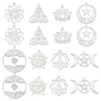 ราคา 1 Box 16Pcs 8 Style Tarot Style Lotus Flower Charms Stainless Steel Triple Goddess Moon Pendant Charm Sun Star Chakra Charms for Jewelry Making Charms Earrings Necklace DIY Craft Supplies (20733390384