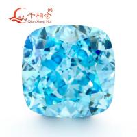 ราคา 8x8mm Light Aqua blue Cushion ice cut cubic zirconia loose gemstone (7573199937)
