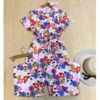 ราคา clo ดอกใหญ่ จั๊มสูทคอปกขายาวติดกระดุมหน้ามีเชือกผูกเอวลายดอกสไตล์ย้อนยุค (18679785516)