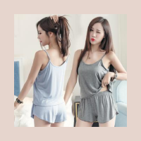 ราคา ชุดนอนสายเดี่ยวมินิมอล สายเดี่ยว ขาสั้น สีพื้น ผ้ายืดนุ่มเด้ง ใส่สบายมาก (16364073712)