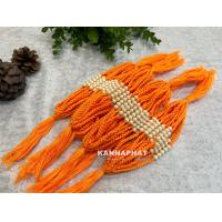 ราคา ไหม มัดมือ ด้ายสายสิญจน์ ด้าย 9 เส้น สีส้ม ลูกปัด สีครีม 5 เม็ด ถักมือ สวยแน่น ครูบาบุญชุ่ม (20074133267)
