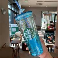 ราคา Starbuck Starbuck Cup 591 Mint Green Cut Glass Straw Cup Large Capacity Office Desk Cup Double Layer Heat Resistant Starbuck Tumbler Starbuck Mug823 (20142054500)