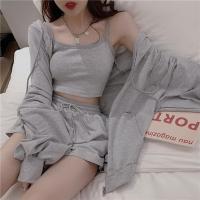 ราคา เสื้อกล้ามสายเดี่ยวสไตล์สปอร์ตชุดลำลองเสื้อผ้าฤดูใบไม้ร่วงผู้หญิงกางเกงขาสั้นแขนยาวทรงหลวมสไตล์เกาหลีใส่แล้วดูผอมเพรียวชุดสามชิ้นสำหรับนักเรียน (20037165619)
