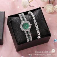ราคา Hot seller 2pcs set ladies bracelet watch foreign trade hot style diamond encrusted womens simple full diamond fashion all match (19769194742)