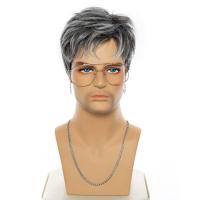 ราคา SINGLE เท็จปลอมปลอม วันต่อวัน แฟชั่นแฟชั่นแฟชั่น สีดำสีดำ หยิกหยักศก ชายหนุ่มสีขาว ขนปุยฟู ตัดผมแบบหลายชั้น คอสเพลย์ฮาโลวีน วิกผมสีเทา Ombre ผมสังเคราะห์ วิกบาร์ไนท์คลับ วิกผมสั้นตรงสำหรับผู้ชาย (2123