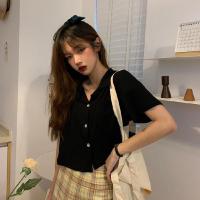 ราคา เสื้อเกาหลี เสื้อเชิ้ต เสื้อผู้หญิง เสื้อครอปคอปกโปโลแขนสั้นสไตล์เกาหลี (16452120133)