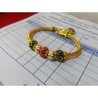 ราคา ข้อมือลงยา ทองแท้หุ้มทอง100 ขนาด3บาท (11382776202)