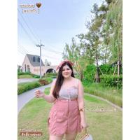 ราคา ชุดเซ็ทเสื้อขอบลายดอก กระโปรง plus size สาวอวบอ้วน (19386325337)