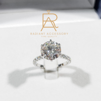 ราคา แหวนเงินแท้ฝังเพชร Moissanite 4 กะรัต และ บ่าข้าง (19503042527)