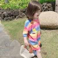 ราคา เสื้อยืดแขนสั้นลายทางสีรุ้งสำหรับเด็กฉบับภาษาเกาหลีฤดูร้อน2023 (18219726201)