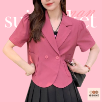 ราคา NeoHome เสื้อสูทแจ็คเก็ต สีพื้น สไตล์เกาหลี สำหรับผู้หญิง เสื้อแจ็คเก็ตแขนสั้น ทรงหลวม (19951739093)