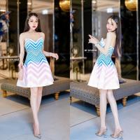 ราคา เดรสเกาะอกไล่สีการ์เดียน แต่งลายหยัก BT STUDIO (20652545909)