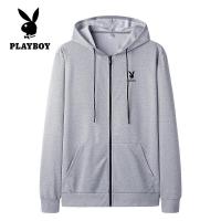ราคา PLAYBOY บุรุษ Cardigan เสื้อกันหนาวซิปเสื้อกันหนาวหมวกกันน็อกนักเรียนหนุ่มถักเสื้อสเวตเตอร์ถักกำมะหยี่พร้อมหมวก (15798993054)