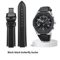 ราคา 卍 14MM Genuine Leather WatchBand For Casio Edifice EFB 680D 2A ECB 10D Cowhide Bulge Watch Strap Waterproof Breathable Men Bracelt (14538077395)