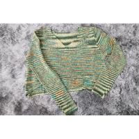 ราคา Dahong 0767 พร้อมส่ง เสื้อถักไหมพรม เสื้อแขนยาว คอวี ตัวสั้น สีเรนโบว์ เนื้อผ้าไหมพรม สไตล์น่ารัก (7254712260)