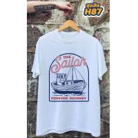 ราคา เสื้อยืดคลาสสิคลายวินเทจ เสื้อยืดแนวเท่ห์ๆ สีขาว (9252710275)