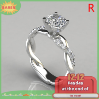 ราคา แหวนผู้หญิง BAREN ประดับด้วยเพชรแหวนหมั้นชุบทองคำขาวประดับเพชร (20645623093)