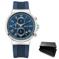 ราคา BAOGELA Mens Silicone Strap Chronograph Watches Fashion Analogue Quartz Wrist Watch for Man Balck Gold Roman Numerals 1708G 3 (19753074014)