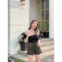 ราคา PATTERN P BTS001 Ella Tweet Short Pant กางเกงผ้าทวิตชาแนล แต่งกระดุมสีทองเพิ่มความเรียบหรู มีซิปด้านข้างใส่ง่าย (13916180138)