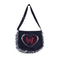ราคา MBTI Y2K Denim Shoulder Bag Women Embroidered Butterfly Crossbody Bags Heart Harajuku Shopping Hobos Zipper Bolso Mujer (13597484759)
