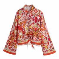 ราคา Aachoae Women Vintage Floral Printed Blouses Shirts Female Boho Style Long Sleeve Tops Female Chic Bow Tied Shirts Tops Autumn (10621081244)