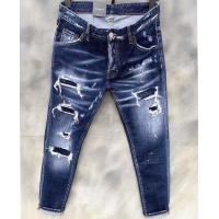 ราคา DSQUARED2ยี่ห้อบุรุษคลาสสิกกางเกงยีนส์บุรุษสบายๆบางตรงฉีกกางเกงยีนส์สีฟ้าที่มีคุณภาพสูงผอมดินสอกางเกงยีนส์ (15604771689)