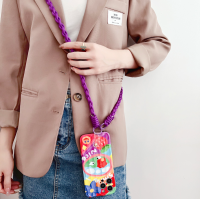 ราคา Art Graffiti Farm Phone Case สำหรับ iPhone14promax Premium Sense i รอบหูฟังกรณีโทรศัพท์สำหรับ Phone13 Braid Lanyard Case สำหรับ iPhone12promax สีม่วงเอียงสายคล้องไหล่กรณีโทรศัพท์สำหรับ iPhone11 (20555