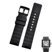 ราคา Watch Strap for Cartier Santos Sandoz Santos 100 Silicone Watch Strap Rubber Men and Women Black 23mm (16967576791)