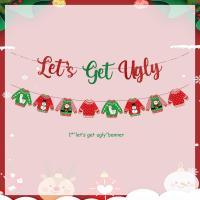 ราคา JOLLYBOOM เสื้อกันหนาวน่าเกลียด Christmas Party Decorations Let S Get Ugly Glitter Banner เสื้อกันหนาวน่าเกลียด Garland กับ Santa Snowman พิมพ์สำหรับ Merry Christmas Party Xmas Holiday Supplies Home D