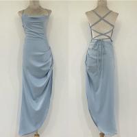 ราคา Eyshop688 พร้อมส่ง 311 ชุดเดรสสสายเดี่ยว ผ้าซาตินอีตาลี เดี่ยวสายไขว้ข้างหลัง (16195134339)