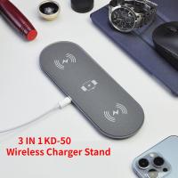ราคา คลังสินค้าพร้อม Gratis Ongkir KD 50 15W 3 In 1เครื่องชาร์จแบตเตอรี่ไร้สายแม่เหล็กใช้ได้กับ iPhone แผ่นชาร์จอย่างเร็วไร้สายนาฬิกาข้อมือ ชุดหูฟัง (20930008073)
