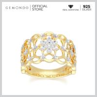 ราคา Gemondo แหวนเงินแท้ 925 ชุบทอง 18K ประดับเพชร Diamond ดีไซน์ลวดลายดอกไม้ (3462706195)
